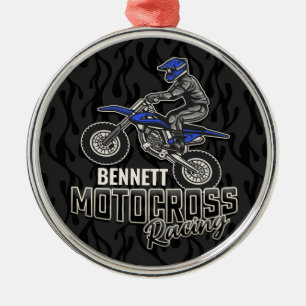 Anpassat namn Dirt Bike Rider Motocross-Tävla Julgransprydnad Metall