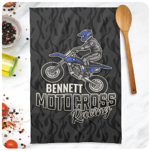 Anpassat namn Dirt Bike Rider Motocross-Tävla Kökshandduk