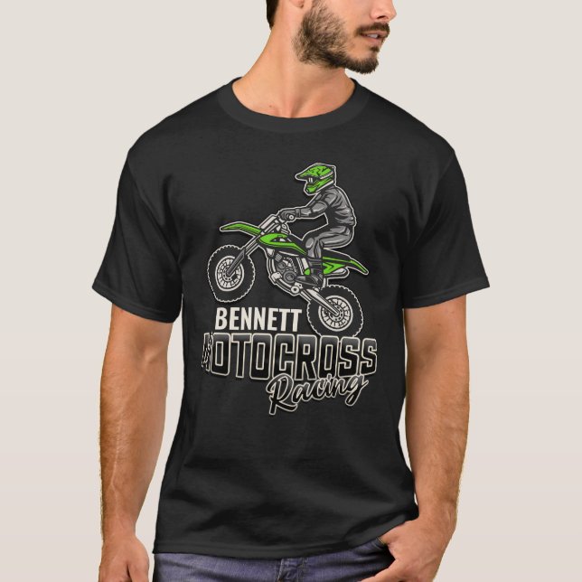 Anpassat namn Dirt Bike Rider Motocross-Tävla T Shirt (Framsida)
