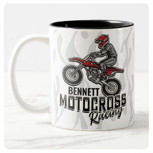 Anpassat namn Dirt Bike Rider Motocross-Tävla Två-Tonad Mugg