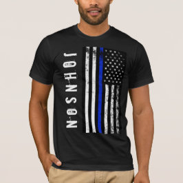 Anpassat namn Distress Police Stil USA flagga Tee Shirt