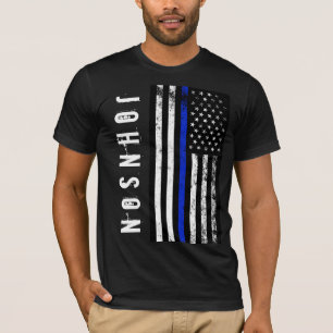 Anpassat namn Distress Police Stil USA flagga Tee Shirt
