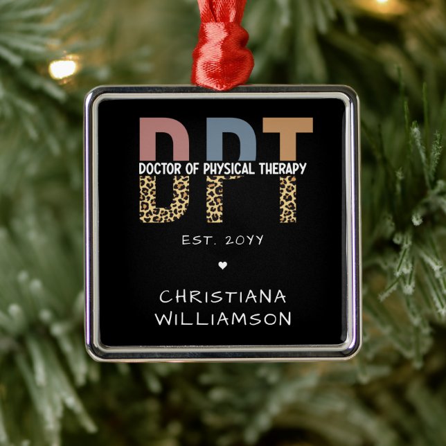 Anpassat namn DPT Doktor på Physical Therapy Cheet Julgransprydnad Metall (Träd)