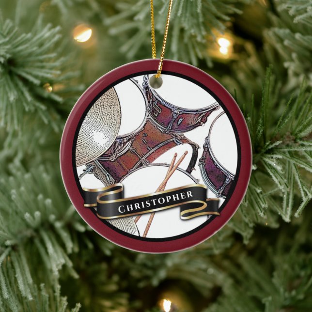 Anpassat namn Drummer Boy-Helgdag Julgransprydnad Keramik (Träd)
