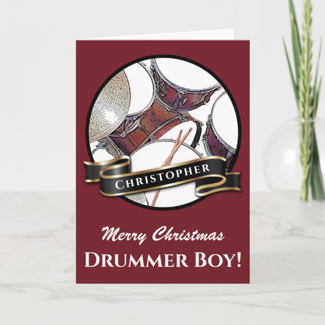 Anpassat namn Drummer jul-trumkit Musician Kort (Framsida)