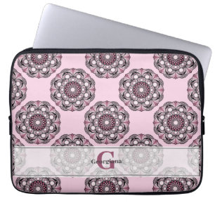 Anpassat namn Dusky Ro Cherry Blommar Dot Mandala Laptop Fodral