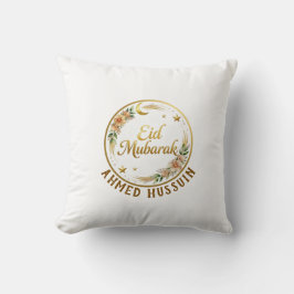 Anpassat namn Eid Mubarak Blommig Guld Måne Dekora Kudde