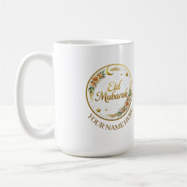 Anpassat namn Eid Mubarak Blommig Guld Måne Kaffemugg
