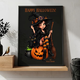 Anpassat Namn Elak Häxa Halloween Poster