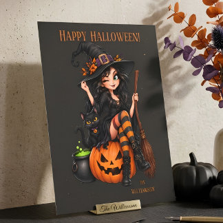 Anpassat Namn Elak Häxa Halloween Vykort