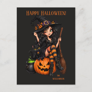 Anpassat Namn Elak Häxa Halloween Vykort