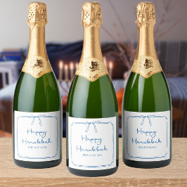 Anpassat namn, Elegant Blue Bow Hanukkah Gift