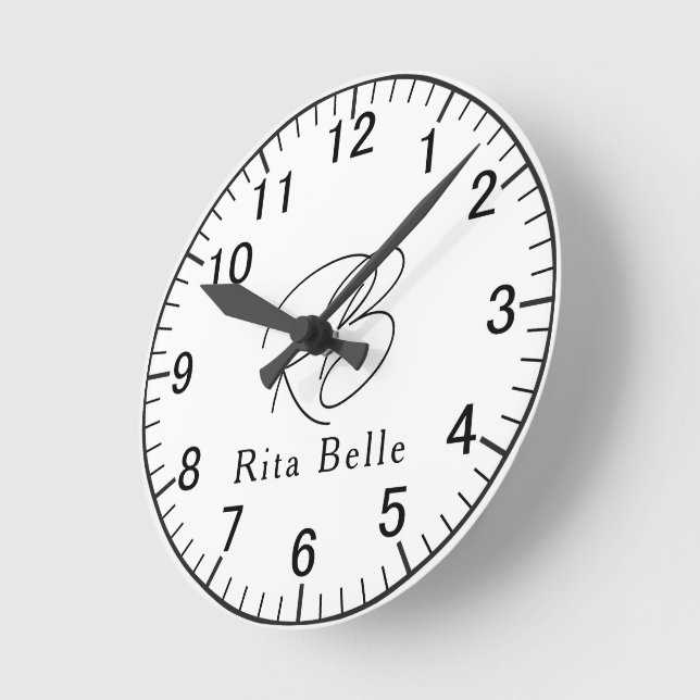 Anpassat namn Elegant rund väggklocka dekoration (Vinkel)