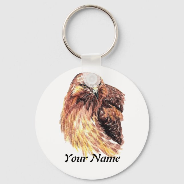 Anpassat namn eller Business Red Tails Hawk, Bird Nyckelring (Framsida)