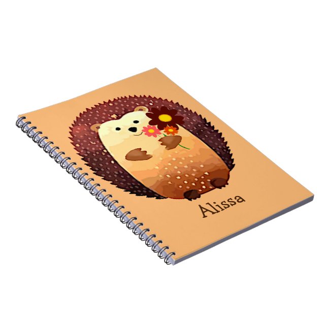 Anpassat namn eller Etikett på Cute Hedgehog Anima Anteckningsbok (Högra Sidan)
