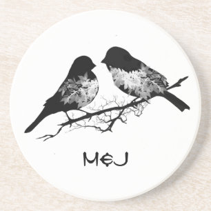 Anpassat namn eller monogram Love birds Underlägg