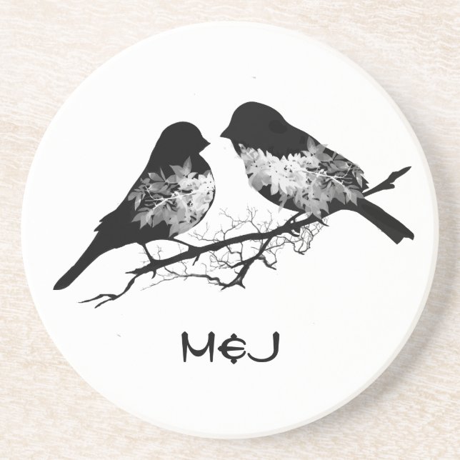 Anpassat namn eller monogram Love birds Underlägg (Framsidan)