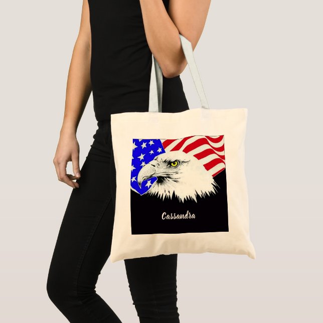 Anpassat namn eller offert för Örn American Flagga Tygkasse (Framsida (produkt))