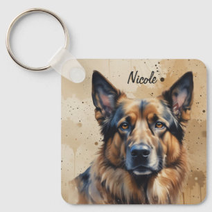 Anpassat namn eller text tysk schäferhund husdjur nyckelring