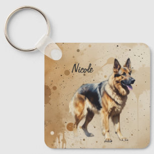 Anpassat namn eller text tysk schäferhund husdjur nyckelring