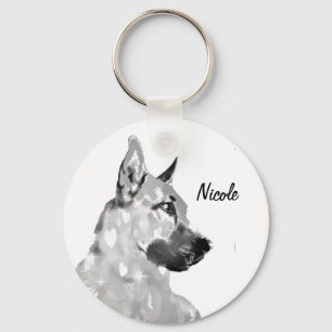 Anpassat namn eller text tysk schäferhund husdjur nyckelring