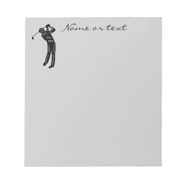 Anpassat namn eller textgolf, Ord för idrott Anteckningsblock (Framsida)