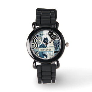 Anpassat namn eWatch, Retro Cat Watch Armbandsur