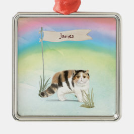 Anpassat namn Exotic Kort Hair Cat Pet Julgransprydnad Metall