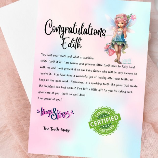 Anpassat namn Fairy Brev Keepsak - För barn Inbjudningar (Personalized Tooth Fairy Letter For Kids)