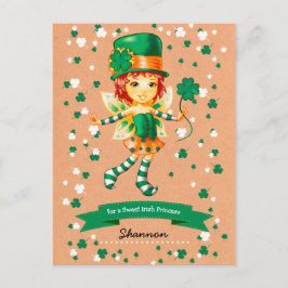 Anpassat namn Fairy Irish Girl St. Patrick's Day Vykort