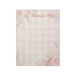 Anpassat Namn Faith Floral Gingham Anteckningsbloc Anteckningsblock