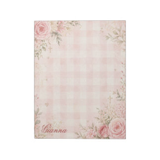 Anpassat Namn Faith Floral Rutig Anteckningsbok Anteckningsblock