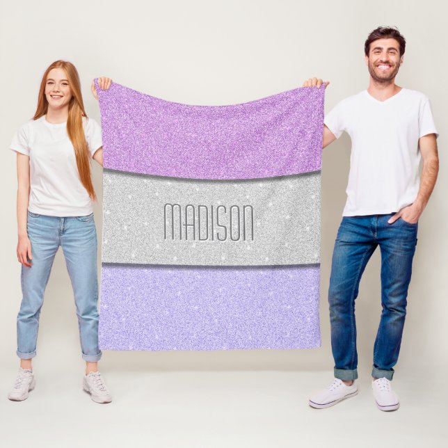 Anpassat Namn Falskt Glitter Bling Fleecefilt (På plats)