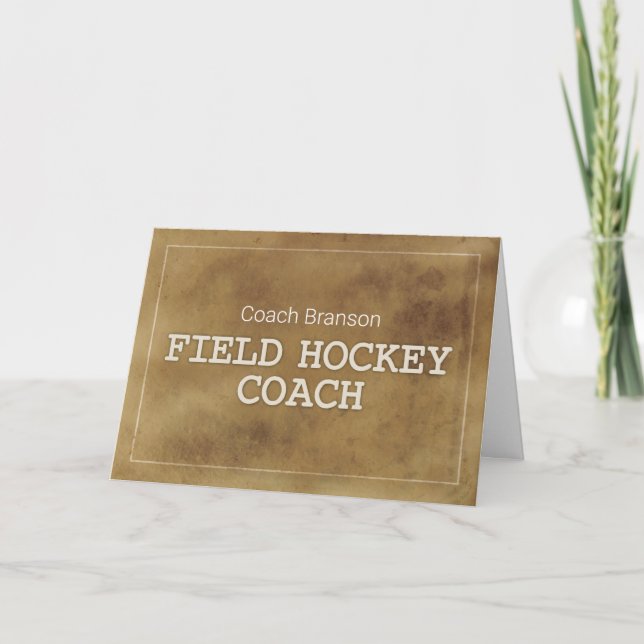 Anpassat namn Fält Hockey Coach - tackdefinition Kort (Framsida)