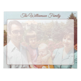 Anpassat Namn Familjefoto Retro Manuskript Att Gör Anteckningsblock