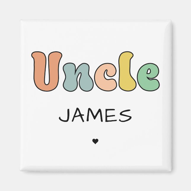 Anpassat namn: farbror Retro Gift | Farbror Person Magnet (Framsidan)