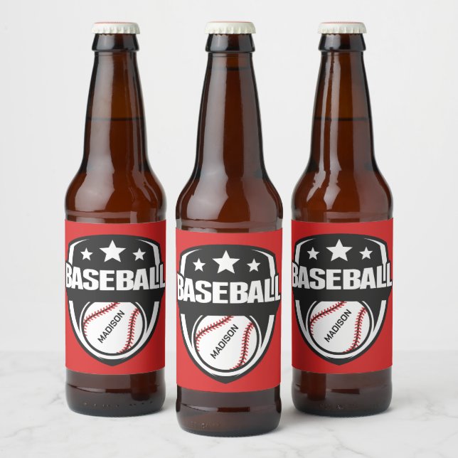 Anpassat Namn & Färg Baseboll Ölflaska Etikett (Flaskor)