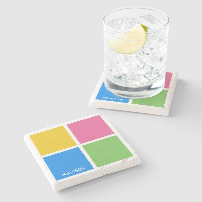 Anpassat namn Färg-fyrkanter Stenunderlägg (Sidan)