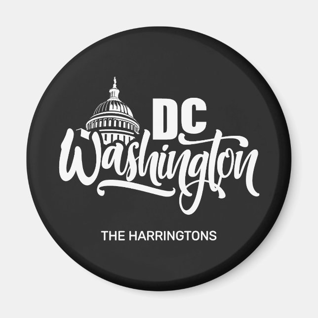Anpassat namn & färg Washington DC Magnet (Framsidan)