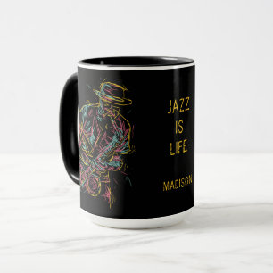 Anpassat namn Färgstark Jazz Player Mugg