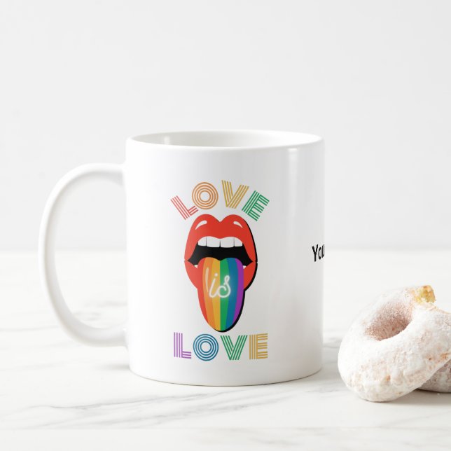 Anpassat namn - färgstark LGBTQ-Pride - månad Kaffemugg (Med munk)
