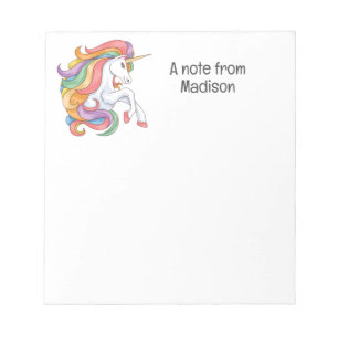 Anpassat namn Färgstark Unicorn Anteckningsblock