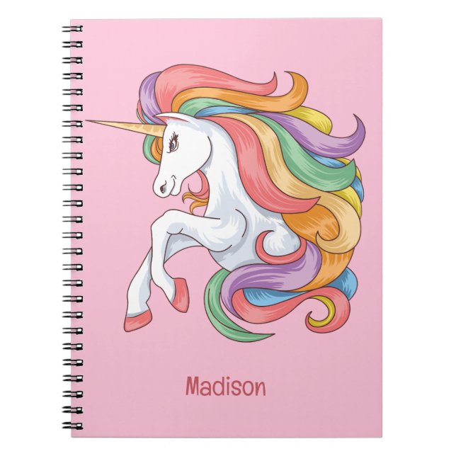 Anpassat namn Färgstark Unicorn Anteckningsbok (Framsidan)