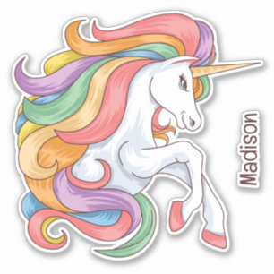 Anpassat namn Färgstark Unicorn Klistermärken