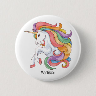 Anpassat namn Färgstark Unicorn Knapp