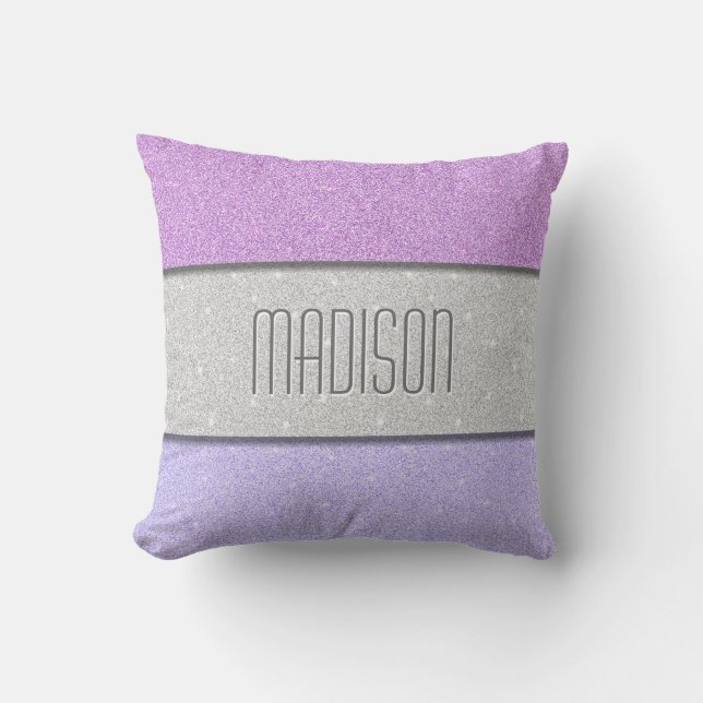 Anpassat namn Faux Glitter Bling Kudde (Framsida)