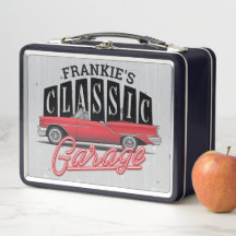 Anpassat NAMN Faux Neon 1950's Classic Car Garage