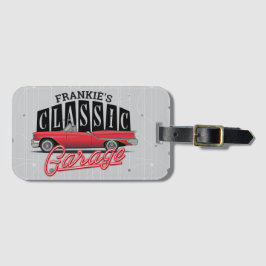 Anpassat NAMN Faux Neon 1950's Classic Car Garage Bagagebricka