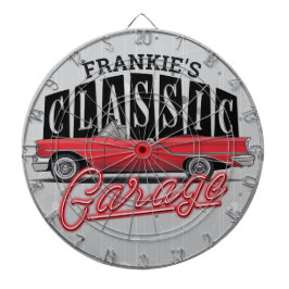Anpassat NAMN Faux Neon 1950's Classic Car Garage Darttavla