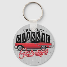 Anpassat NAMN Faux Neon 1950's Classic Car Garage Nyckelring